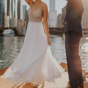 LULUS TRUE LOVE WHITE BEADED RHINESTONE MAXI DRESS